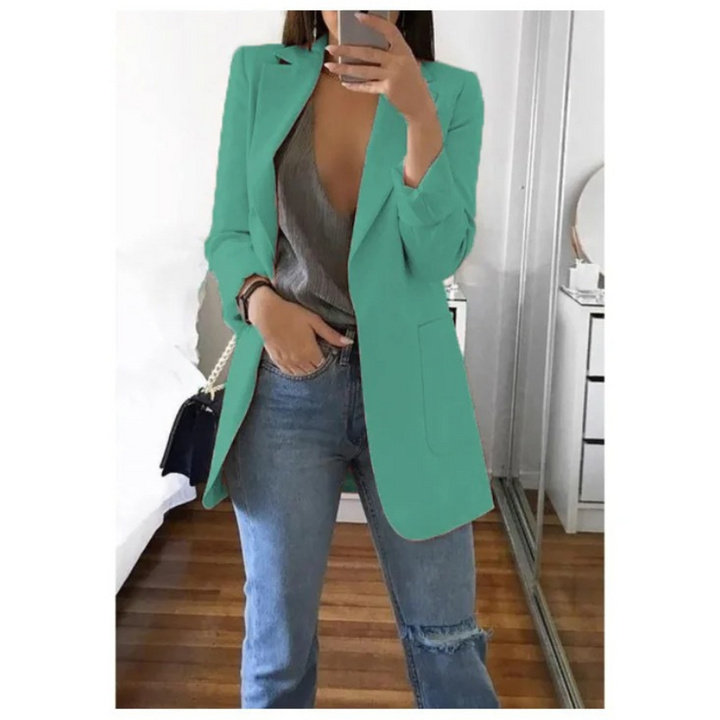 Trendy Long Women's Blazer - Valentina-Light Blue-S-State of Style