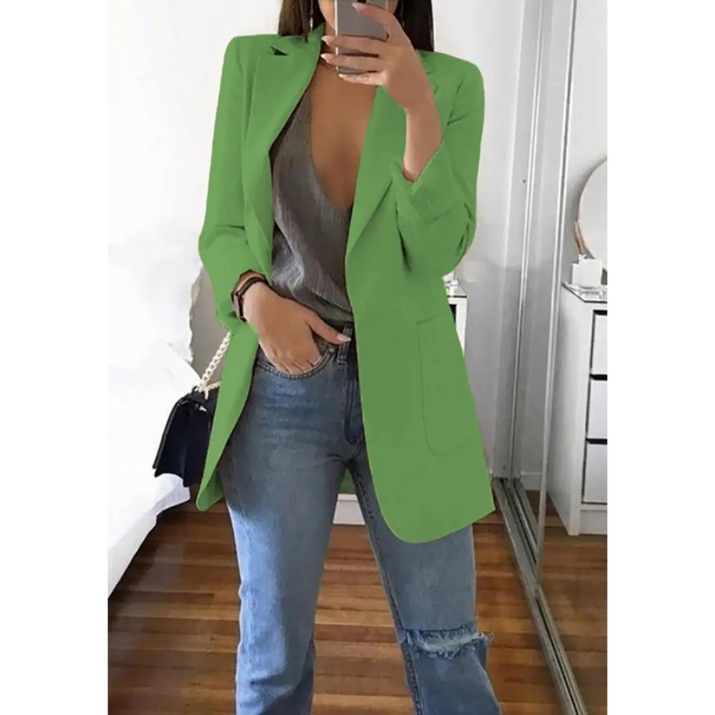 Trendy Long Women's Blazer - Valentina-Light Green-S-State of Style