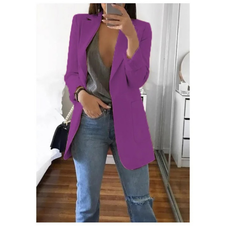 Trendy Long Women's Blazer - Valentina-Purple-S-State of Style