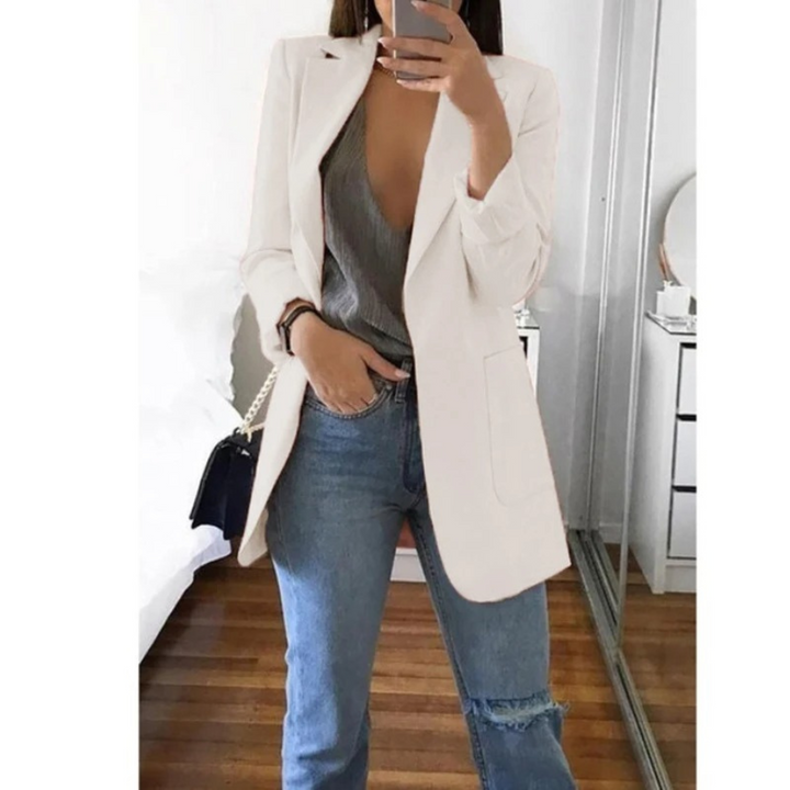 Trendy Long Women's Blazer - Valentina-White-S-State of Style