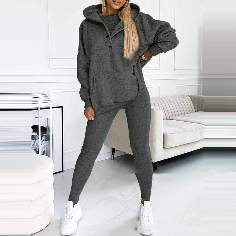 Trendy Lounge Set of 3 - Elena-Dark Grey-S-State of Style