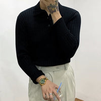 Trendy Men's Autumn Polo Sweater - Oliver-Black-S-State of Style