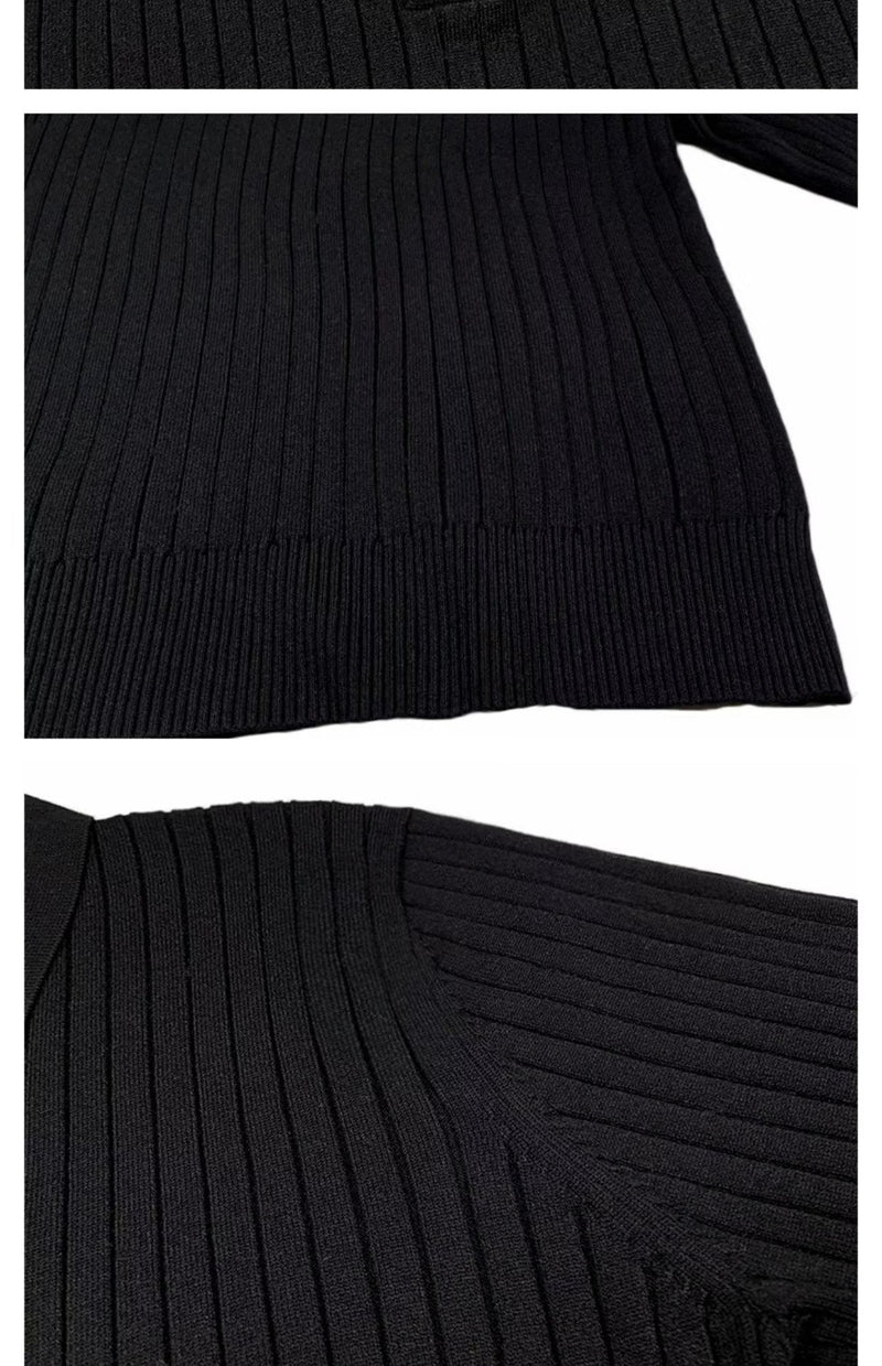 Trendy Men's Autumn Polo Sweater - Oliver-Black-S-State of Style