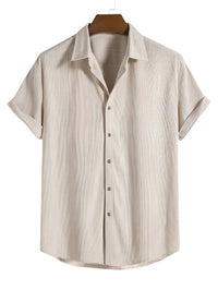 Trendy men's summer set with striped design - Beach Style-Beige-State of Style