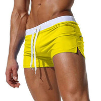 Trendy men's swim shorts with quick-drying material and comfortable fit - Arlan-Yellow-S-State of Style