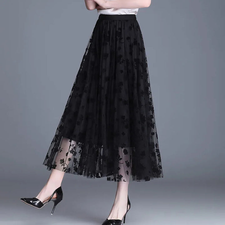 Trendy Mesh Midi Skirt - Fiona-Black-S-State of Style