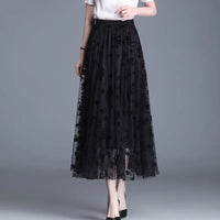 Trendy Mesh Midi Skirt - Fiona-Black-S-State of Style
