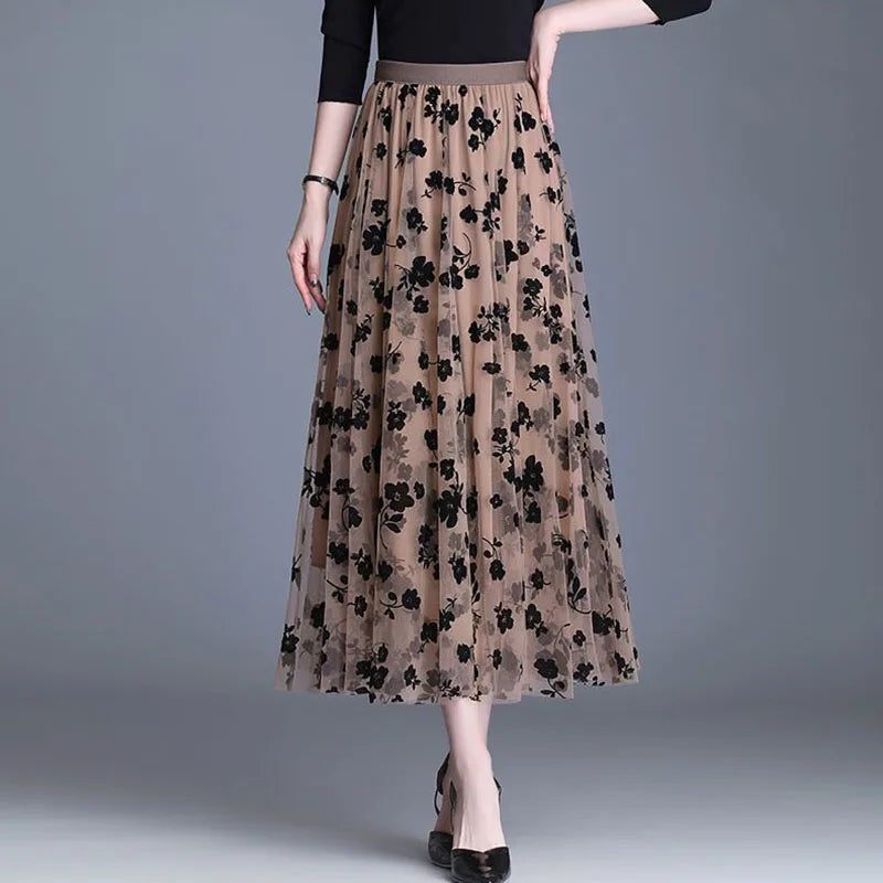Trendy Mesh Midi Skirt - Fiona-Black-S-State of Style