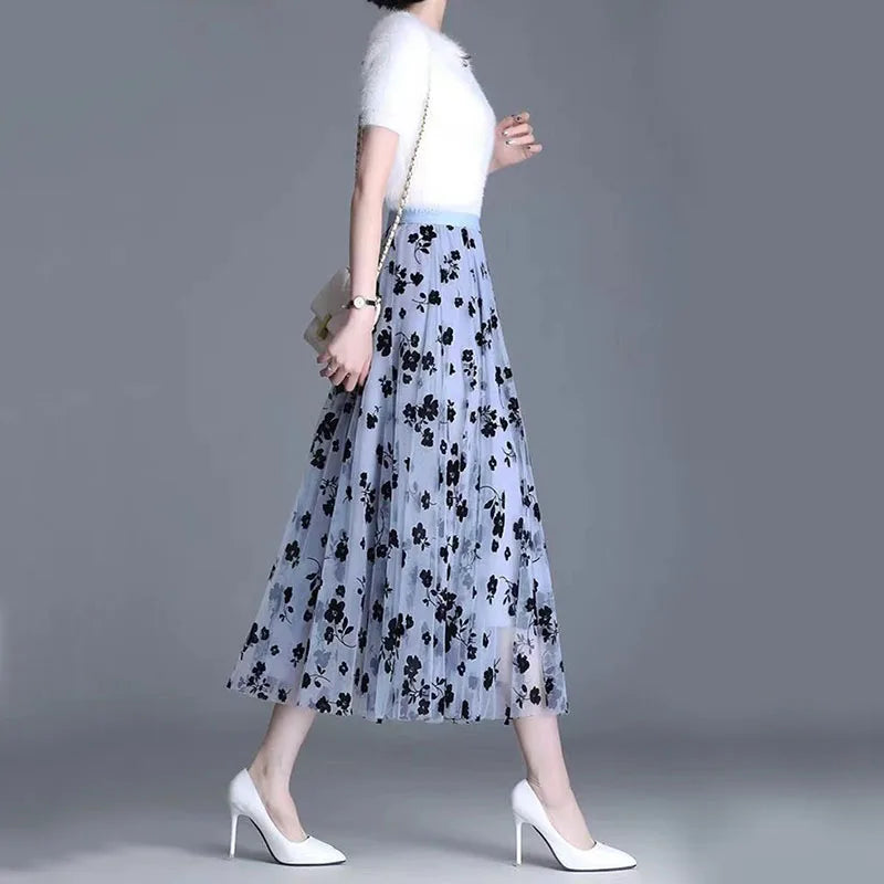 Trendy Mesh Midi Skirt - Fiona-Black-S-State of Style