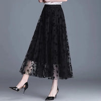 Trendy Mesh Midi Skirt - Fiona-Black-S-State of Style
