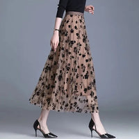 Trendy Mesh Midi Skirt - Fiona-Khaki-S-State of Style