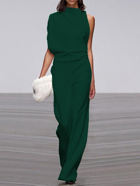 Trendy Mouwloze Jumpsuit - Mira-Dark Green-32-State of Style