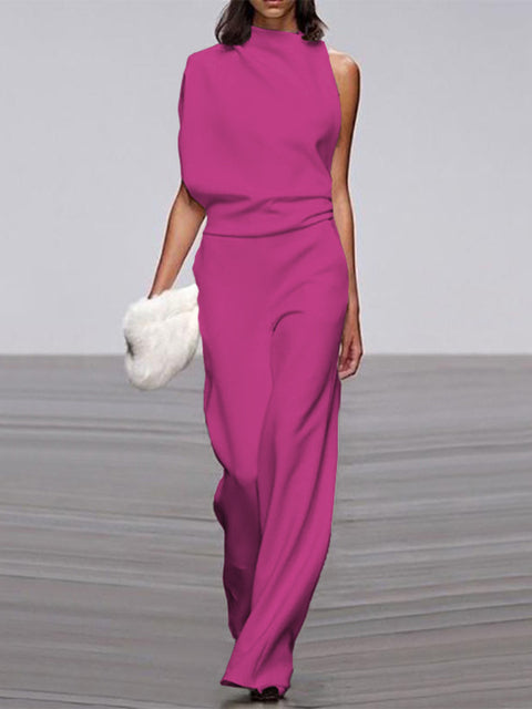 Trendy Mouwloze Jumpsuit - Mira-Hot Pink-32-State of Style