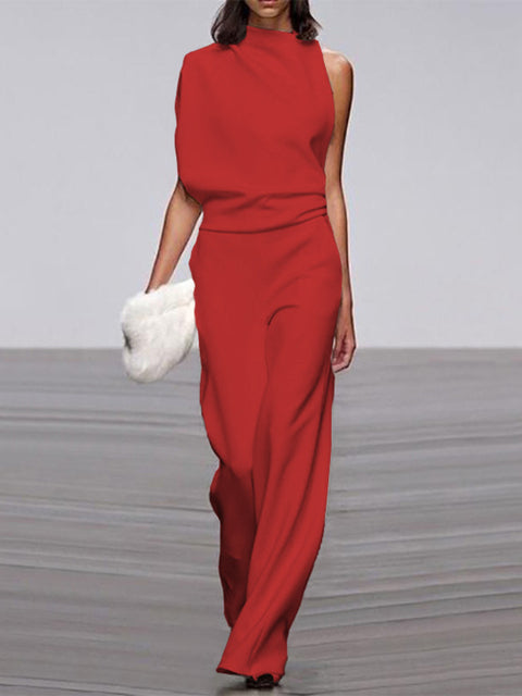 Trendy Mouwloze Jumpsuit - Mira-Red-32-State of Style