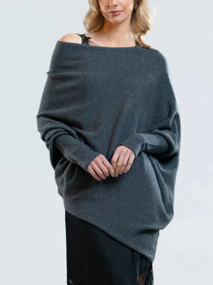 Trendy Off-Shoulder Sweater for Women - Livia-Light grey-S-State of Style