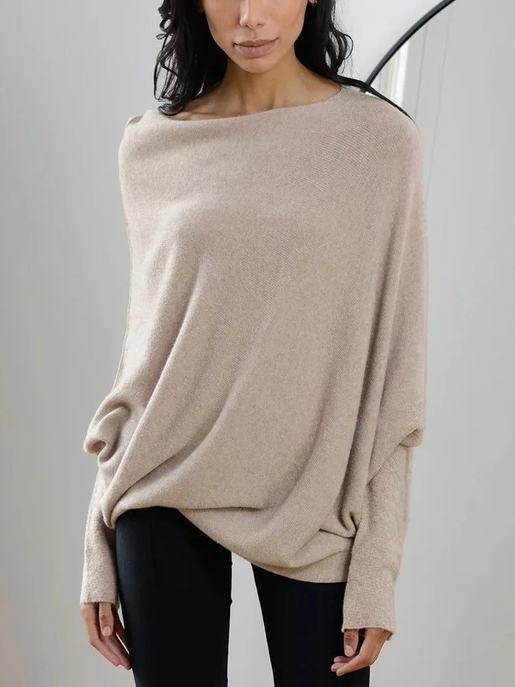 Trendy Off-Shoulder Sweater for Women - Livia-Light grey-S-State of Style