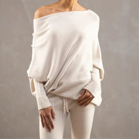Trendy Off-Shoulder Sweater for Women - Livia-Light grey-S-State of Style