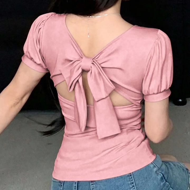 Trendy Pink Women's Top with Square Neckline - Celeste-XS-State of Style