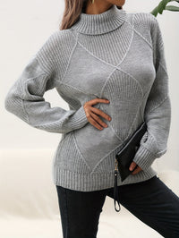 Trendy Plain Turtleneck Jumper - Selena-Grey-S-State of Style
