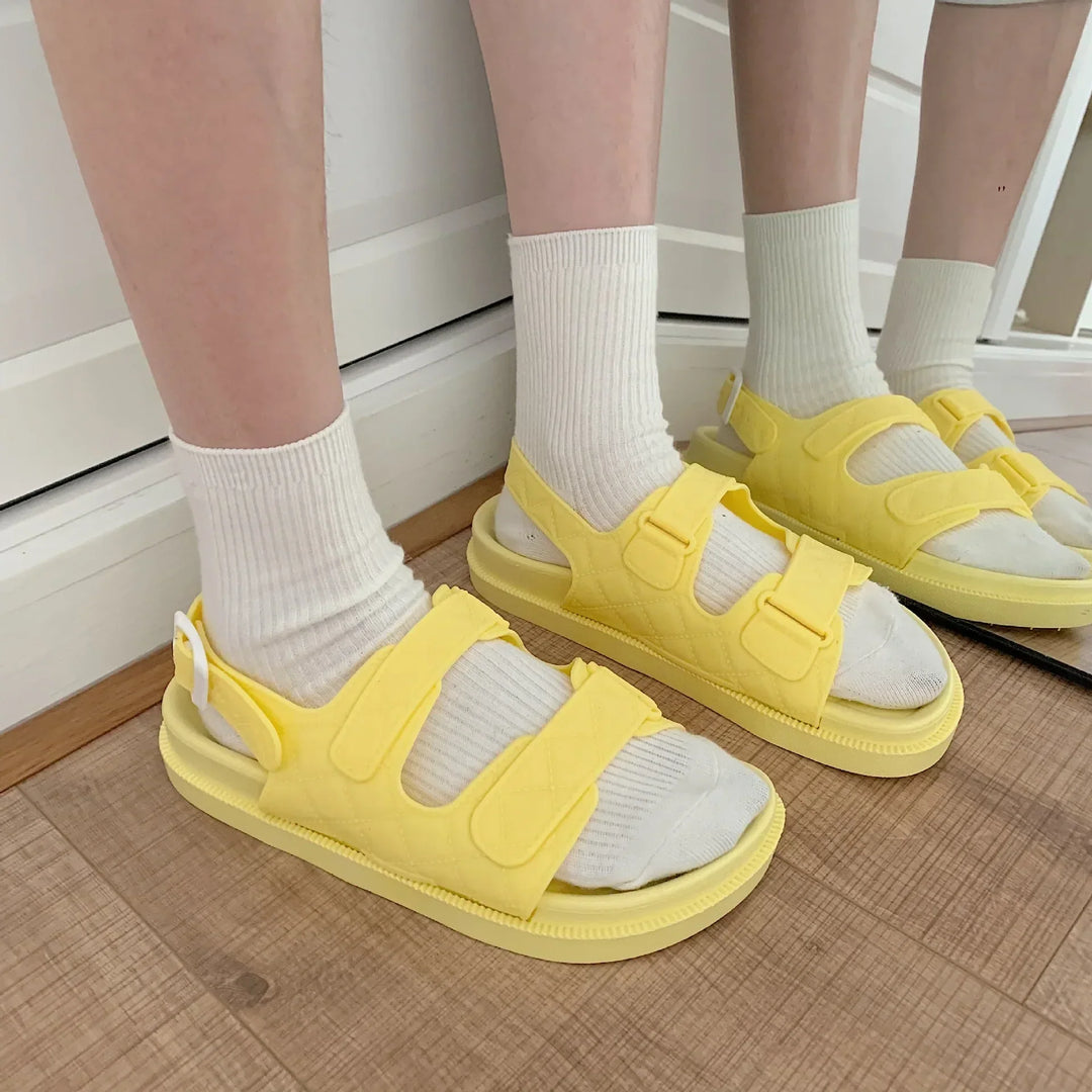 Trendy platform sandals in Korean style for women - Alina-Yellow-3-State of Style