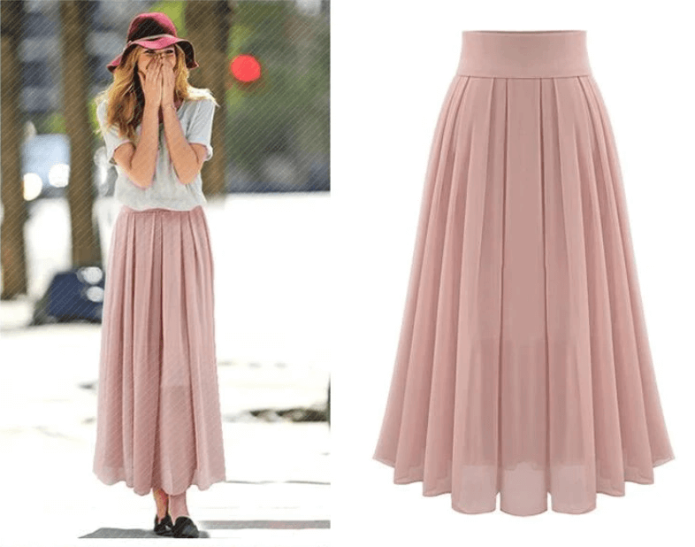 Trendy Pleated Maxi Skirt with High Waist – Mirella-S-State of Style