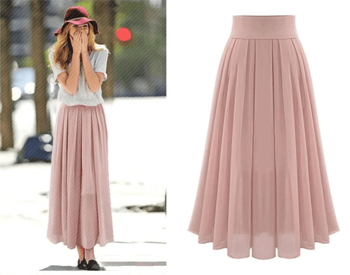 Trendy Pleated Maxi Skirt with High Waist – Mirella-S-State of Style