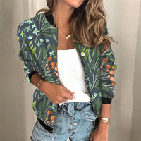 Trendy Printed Ladies Zipper Jacket - Faye-Dark grey-S-State of Style