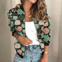 Trendy Printed Ladies Zipper Jacket - Faye-Green-S-State of Style