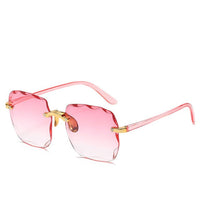 Trendy Rimless Sunglasses with UV400 Protection in Vintage Style – Clea-Pink-State of Style