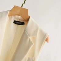 Trendy Sleeveless Blazer - Celeste-Black-S-State of Style
