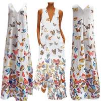Trendy Sleeveless Maxi Summer Dress with Butterfly Print – Malia-White-S-State of Style