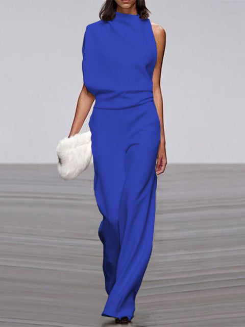 Trendy Sleeveless Round Neck Jumpsuit-Blue-32-State of Style