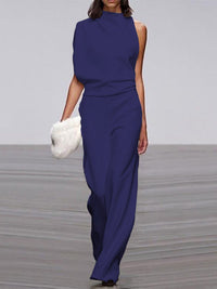 Trendy Sleeveless Round Neck Jumpsuit-Deep Blue-32-State of Style
