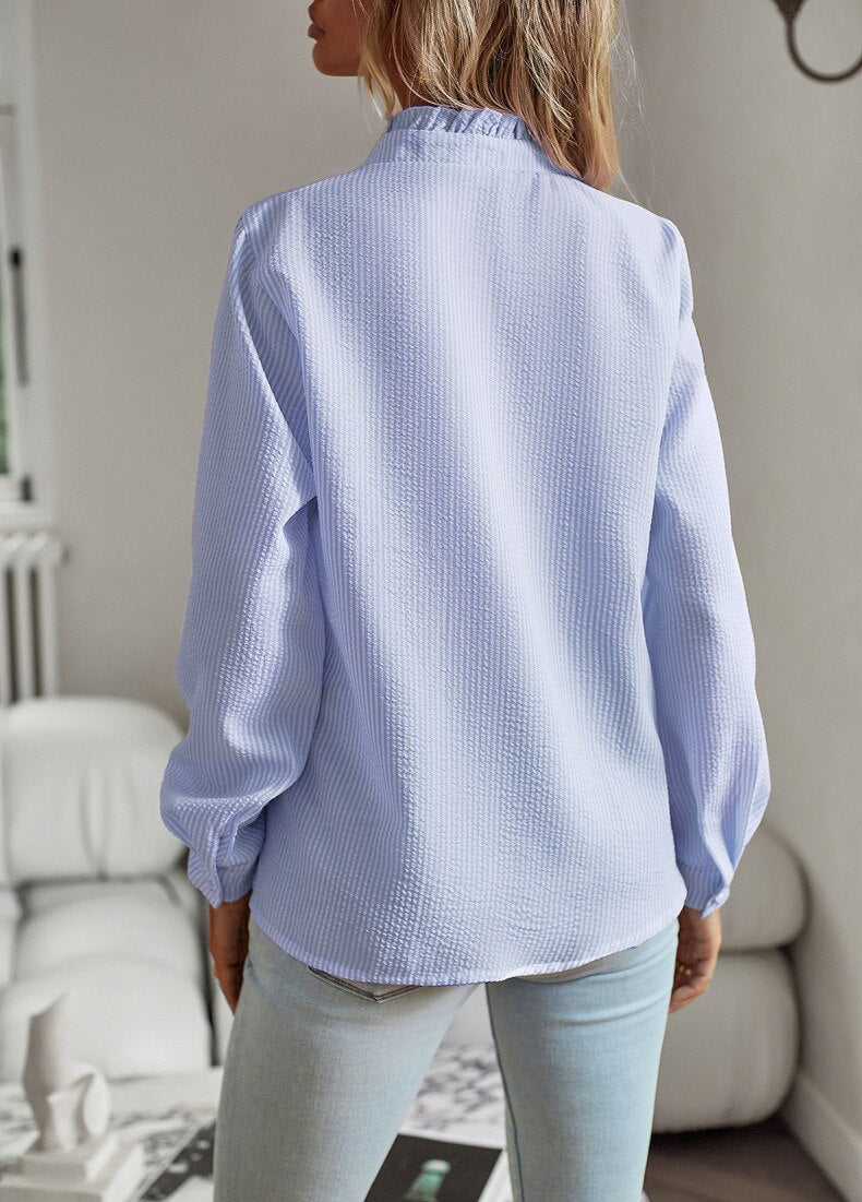 Trendy Striped Ladies' Blouse – Elise-Blue-S-State of Style