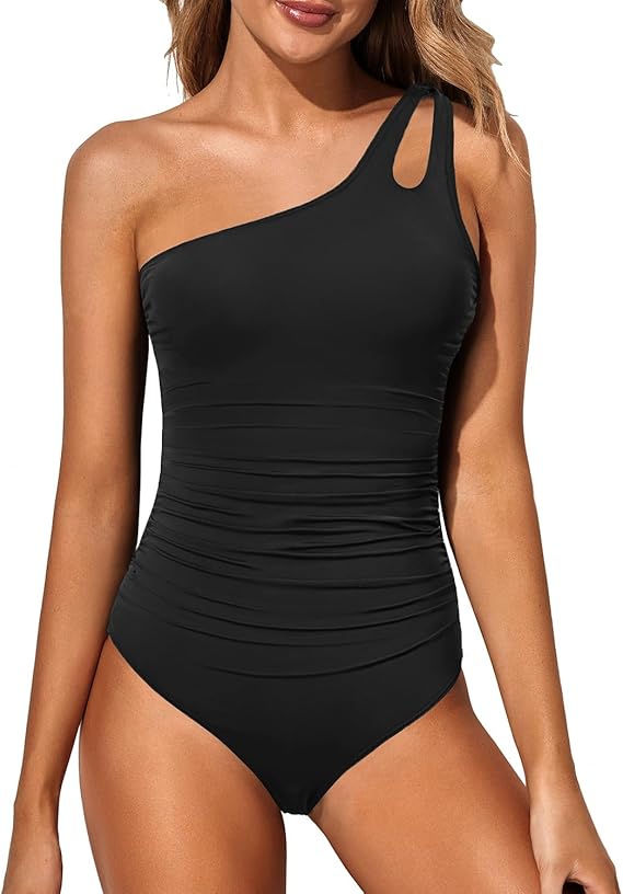 Trendy & Stylish One-Shoulder Swimsuit for Women – Daria-Black-S-State of Style