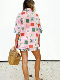 Trendy summer combo of a colourful blouse and shorts - SonneSet-Pink-S-State of Style