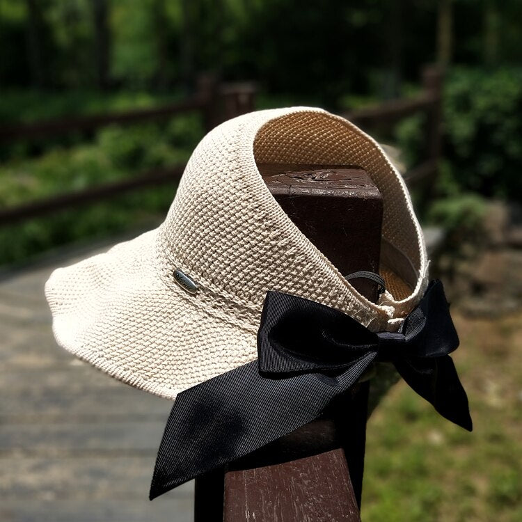 Trendy summer straw hat with opening for ponytail | Buy 1, get 1 free - SonnenSchwung-Beige-State of Style