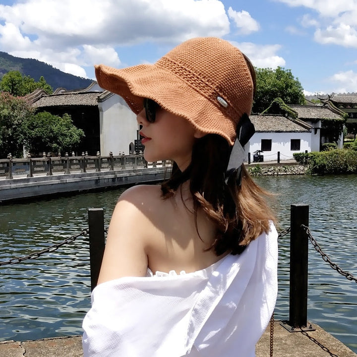 Trendy summer straw hat with opening for ponytail | Buy 1, get 1 free - SonnenSchwung-Gray-State of Style