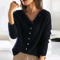 Trendy Sweater with Stylish Button Closure - Elisa-S-Grijs-State of Style