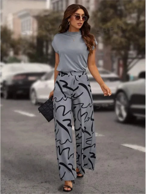 Trendy Trousers with Print - Sara-Grey-S-State of Style