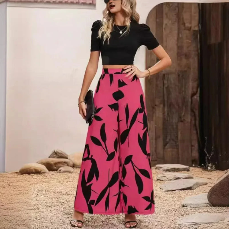 Trendy Trousers with Print - Sara-Pink-S-State of Style