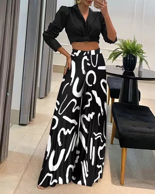 Trendy Trousers with Print - Sara-White-S-State of Style