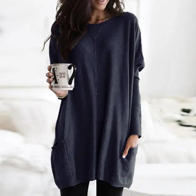 Trendy Tunic with Long Sleeves - Celina-Dark pink-S-State of Style
