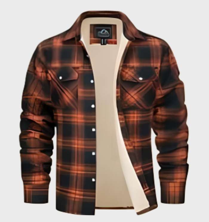 Trendy Vintage-Style Flannel Men’s Jacket - Liam-S-Orange-State of Style