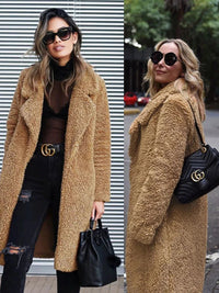 Trendy Warm Long Teddy Coat for Women - Isla-Apricot-S-State of Style
