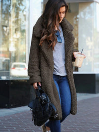 Trendy Warm Long Teddy Coat for Women - Isla-Dark Grey-S-State of Style