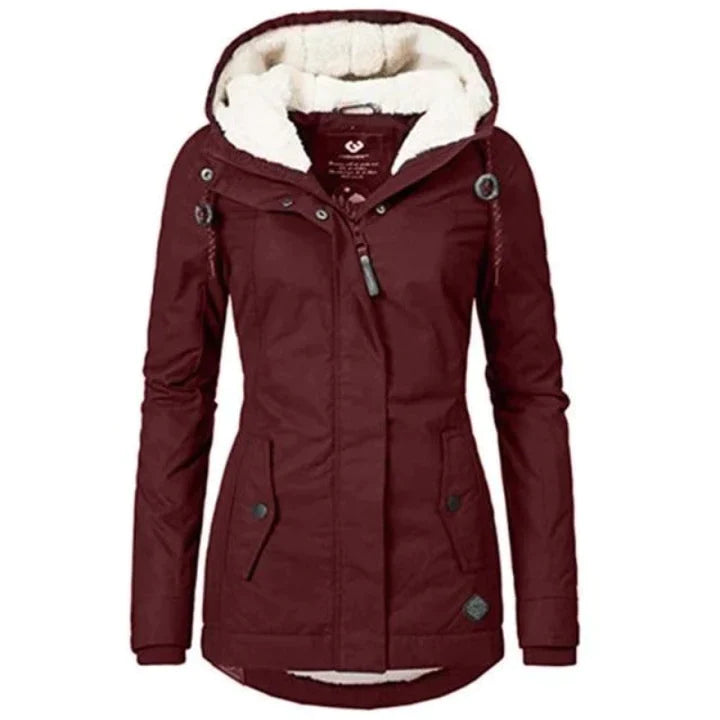 Trendy Winter Coat for Women - Evelina-Red-S-State of Style