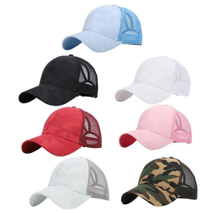 Trendy women's baseball cap with ponytail hole & Velcro closure – Leona (1+1 FREE)-Pink-State of Style