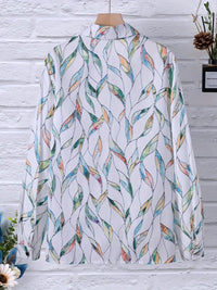 Trendy women's blouse with abstract pattern and button placket – Marlene-White-XS-State of Style