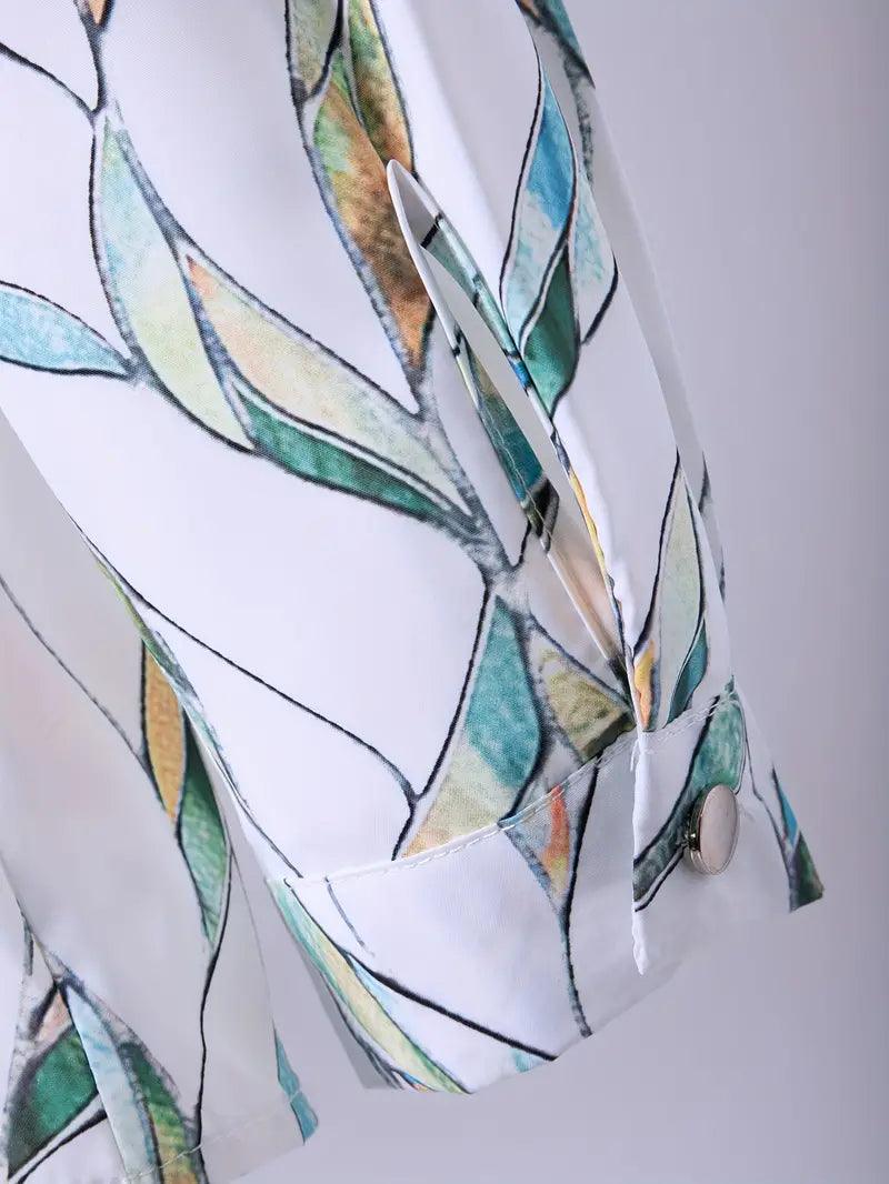 Trendy women's blouse with abstract pattern and button placket – Marlene-White-XS-State of Style